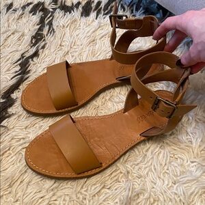 Madewell Brown Leather Ankle Strap Sandals